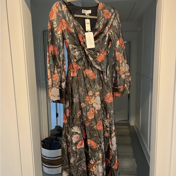 NWT Caballero Anthropologie Deep V-Neck Maxi Floral Dress Size XXS - Picture 5 of 6